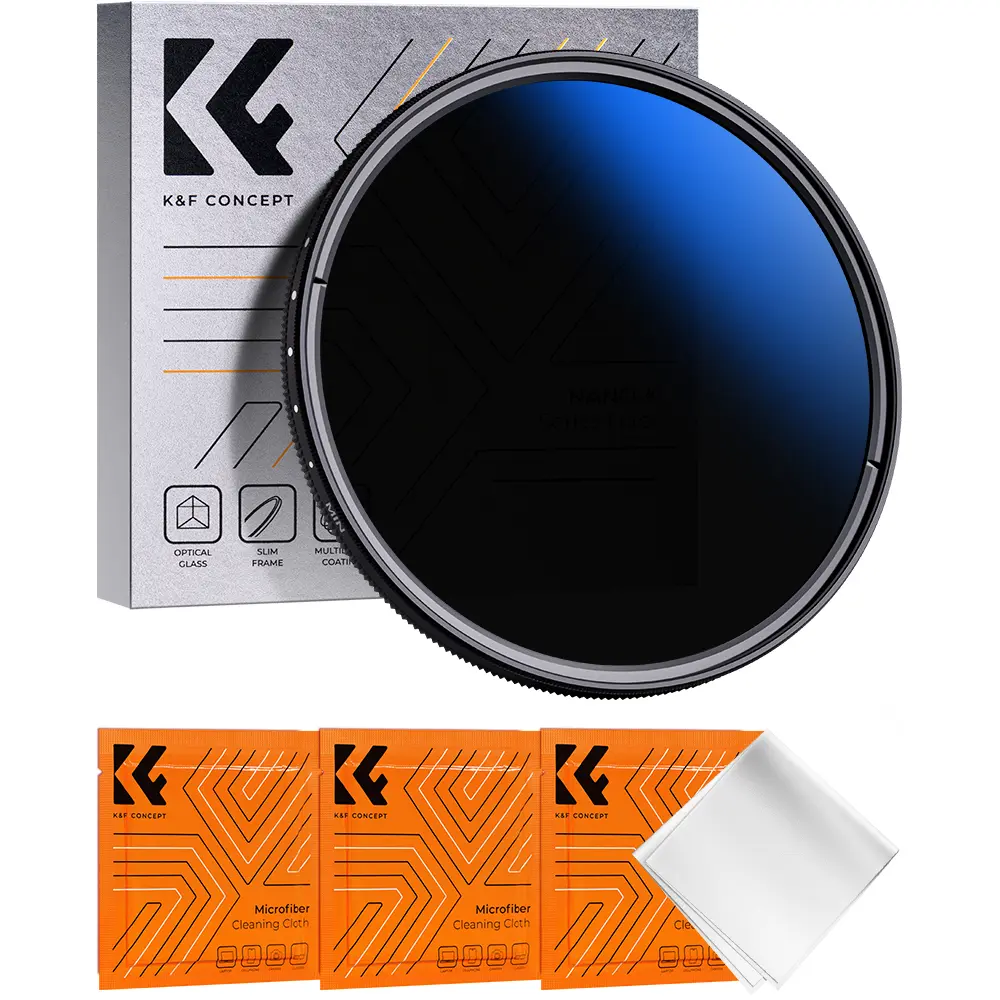 K&F CONCEPT K-Series Adjustable ND Lens Filter (ND2-ND400, 1-9 Stops) - 18 Multi-Coated Layers, Ultra Slim Oxidized Finish Metal Frame, Optical Glass, Thread Mount Photography Camera Accessories for Cameras