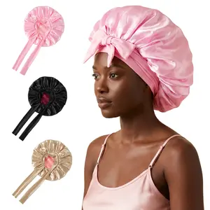 Double Layer Reversible Satin Bonnet, Silk-Like Haircare Sleep Cap with Elastic Tie Band, Heatless Cute Hair Wrap for Curly Hair, Satin Lined Hats for Women, Nightcap Gifts,for Women's Natural Curly,Gifts for Women,Fashion