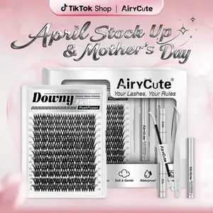 Downy | AiryCute Voluminous DIY Lashes for Bold Dramatic Look | Ultra-Dense, Waterproof, Long-Lasting Lashes | Lyra | Beginner-Friendly DIY Lashes for a Flawless, Voluminous Look | Trendy & Must-Have Clusters