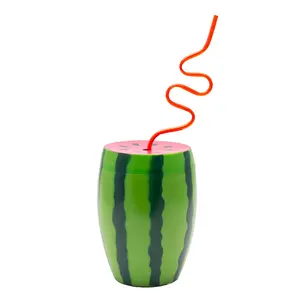 BarConic® Reusable Plastic Watermelon Novelty Cup, 28 Oz, with Washable Lid and Straw