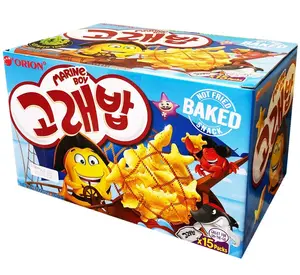 Orion Marine Boy Gift Box Value Size 15 Packs 600 G Korean Snack Fish-Shaped Crunchy & Fun Biscuits for Kids & Adults