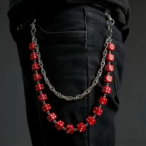 Double Layer Hip Hop Sweet Temperament Acrylic Dice Waist Chain Jeans Novelty Pants Chain Cycling Jewelry Fashion Rock Punk Pants Chain Unisex
