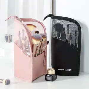 Makeup Brush Storage Bag, Large Capacity Makeup Brush Holder, Portable Waterproof Visible Portable Cosmetic Storage Bag, Clear Organizer Storage Bag.