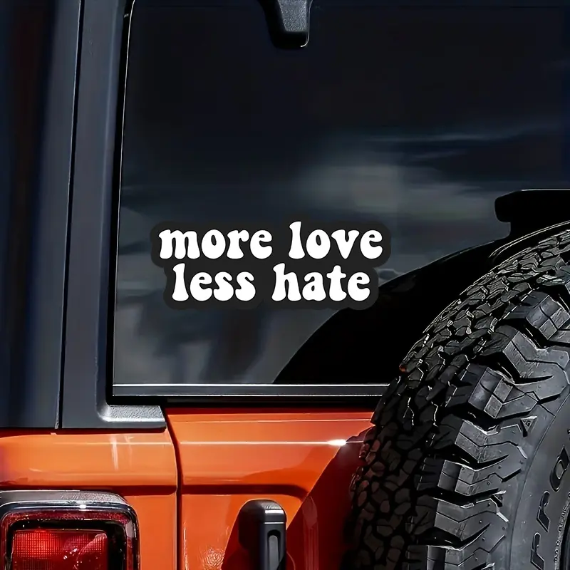 1PC Fits small window positions of commute off-road/personality vehicles, during morning rush traffic, this white warm sticker eases commute dullness, letting ordinary cars show “more love less hate life attitude” Car Stickers