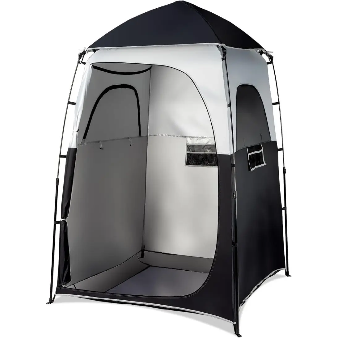 VINGLI 6.8FT Pop Up Shower Tent, Portable Oxford Cloth Outdoor Shelter with Mesh Floor and Carrying Bag for Camping, Hiking, Changing Room, Outdoor Shelter Tent, 1-Person Capacity, Portable Instant Canopy, Hiking/Camping
