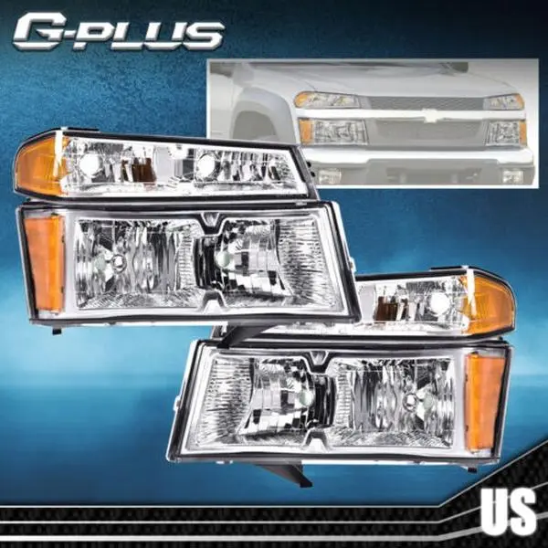 G-PLUS Precision Optics Headlights with High-Quality Materials & Amber Corner Lights, Water-Resistant Car Lighting Exterior Upgrade for 2004-2012 GMC Canyon/Chevy Colorado (Year-Specific Fit)
