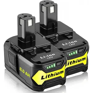High quality 3.0AH/3.5AH /6.0AH/8.0AH High Capacity Replacement for Ryobi 18v Battery P108 P104 P105 P102 P103 P122 P109 Li-ION Compatible with Ryobi 18V ONE+ System Cordless Power Tools and Charger