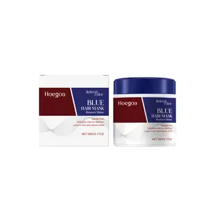 HOEGOA Blue Hair Mask Collagen Hair Mask Repair Dry Frizzy Hair Nourish Damaged Hair Restore Shine Daily Hair Care