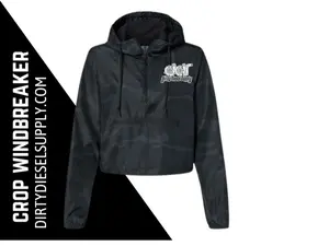 Dirty Diesel Supply Women’s Lightweight Black Camo Cropped Windbreaker