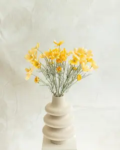 23.6" Turmeric Faux Cosmos Flowers – Long Stem Cosmos Bouquet Flowers for Home Décor, Wedding Arrangements & Table Centerpieces