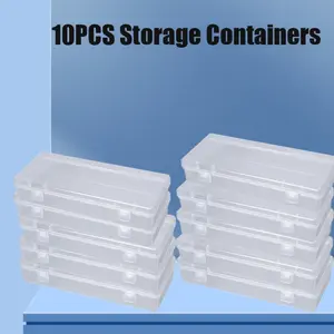 10 Pcak 6'' Plastic Storage Boxes,Small Storage Containers with Hinged Lids,Rectangle Clear Boxes for Beads,Jewelry,Game Pieces,Pens and Crafts Items