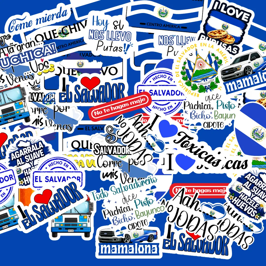 El Salvador 25 Funny Phrase Sticker Pack | Premium Waterproof UV Resistant Vinyl Decals for Cars Laptops Helmets Tumblers | Salvadoran Comedy Designs