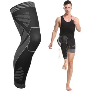 Compression Knee Brace ,1 Piece Knee Support Sleeve, T Tersely Compression Full Leg Long Stretch Leggings With Nylon Silicone High Elastic Design for Jogging, Running, Crossfit, Basketball, Weightlifting Sports Knee Pads