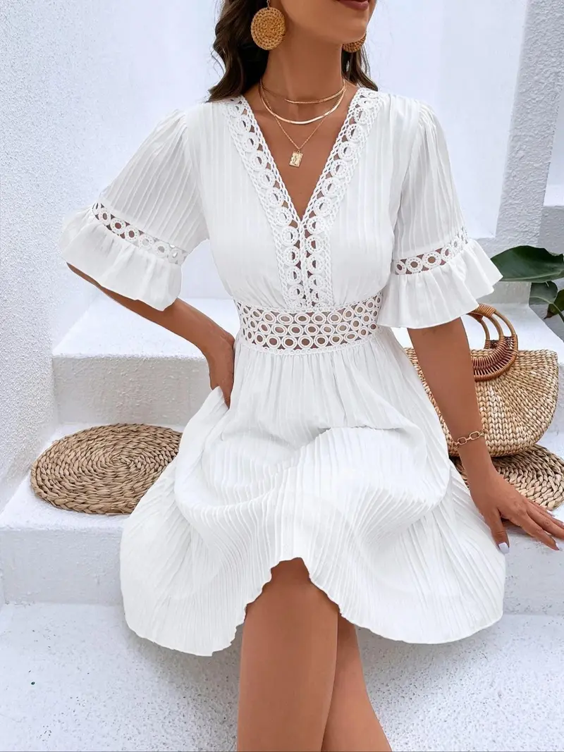 slim fit dress slacks White Linen Short Sleeve Women Summer Midi Dress 3706 – Xiaolizi