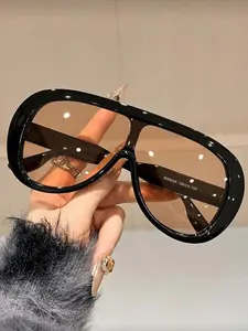 Women's Oversized Pilot Frame Fashion Glasses, Modern Style, Suitable for Various Face Shapes, Outdoor Activities, Driving, Fishing, Daily Use