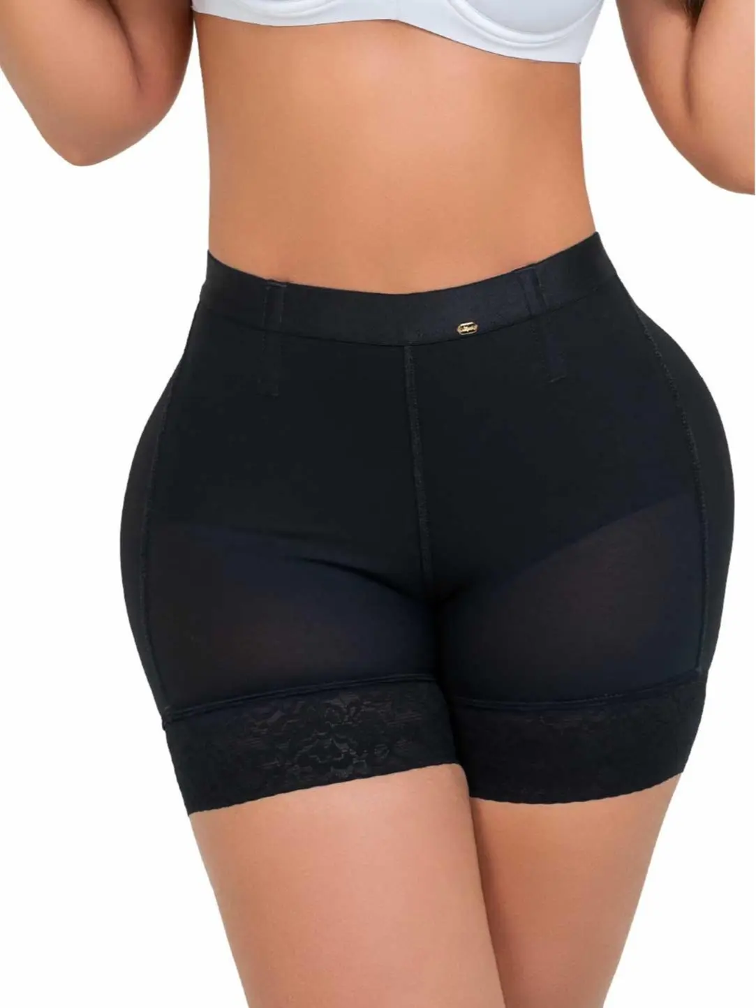 Stagmi Women's High-Waisted Mid-Thigh Shapewear Shorts, Basic Everyday Body Shaper with Tummy Control and Butt Lift, Fabric, Fitted