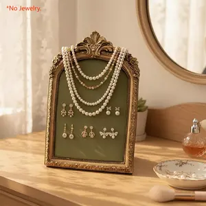 Vintage Jewelry Display Stand, Necklace Storage Rack, Ring Holder, Earring Tray, Jewelry Holder Organizer, Resin Photography Prop, Velvet Lining, Gift Idea,Valentine's Day gift Christmas