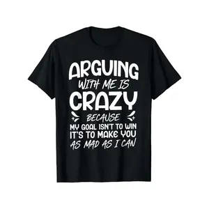 Funny "Arguing with Me Pointless I Knew I Was Wrong" Saying T-Shirt - Lightweight Short Sleeve Tee with Humorous Print, Round Neck Casual Top for &, Gym,, Casual Attire - Machine Washable Funny Statement Shirt