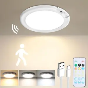 1/2/3 PACK Magnetic Wireless Motion Sensor Ceiling Light - Remote Rechargeable 3 Lighting Options, Modern Style LED Overhead Light for Closet Shower Stairs Shed Hallway Porch Patio, Bedroom Living Room Bathroom Home & Kitchen Decor Lighting