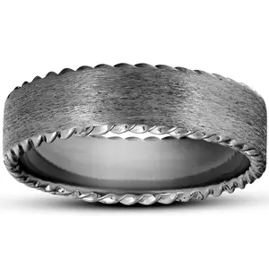 Mens Black Gold 6MM Comfort Fit Braided Brushed Wedding Band Comfor Fit
