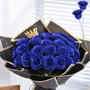 Set of 12 2.76-inch sparkling artificial roses, DIY glitter flower bouquet, suitable for decorating homes, bedrooms, weddings, parties, and as gifts for Valentine's Day and wedding anniversaries.