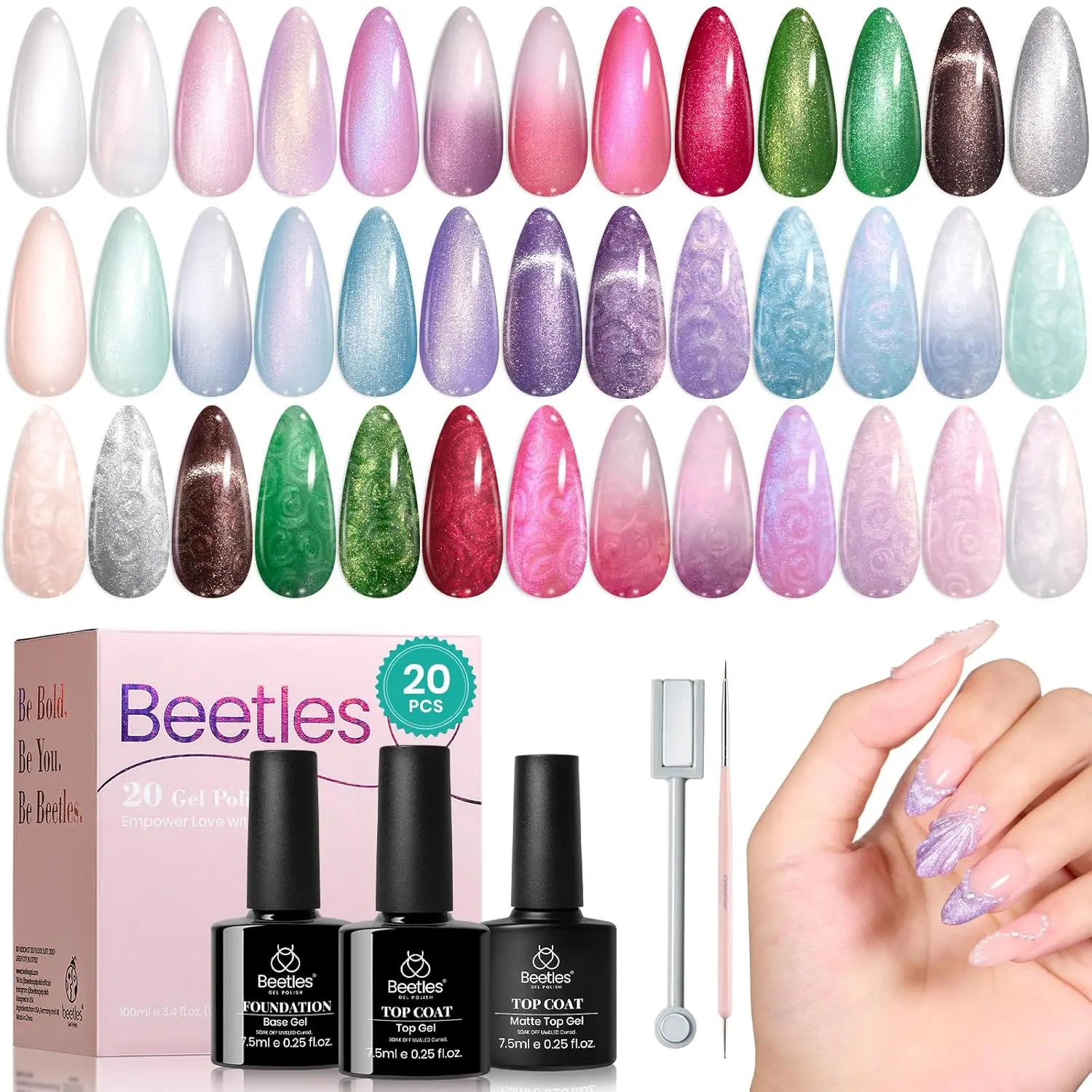 20 Colors Pearl Cat Eye Gel Nail