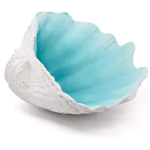 Large Turquoise-Aqua blue Resin Clam Shell Decorative Sea Shell Bowl for Home Coastal Beach Nautical Themed Party Decor Storage 10.2 Inch 1PC