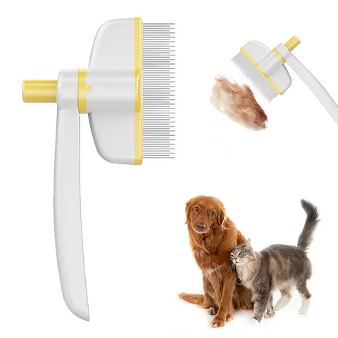Self Cleaning Slicker Brush - Skin Friendly Deshedding Grooming Tool for Dogs & Cats, Versatile Hair Removal for Shedding & Haired Pets,