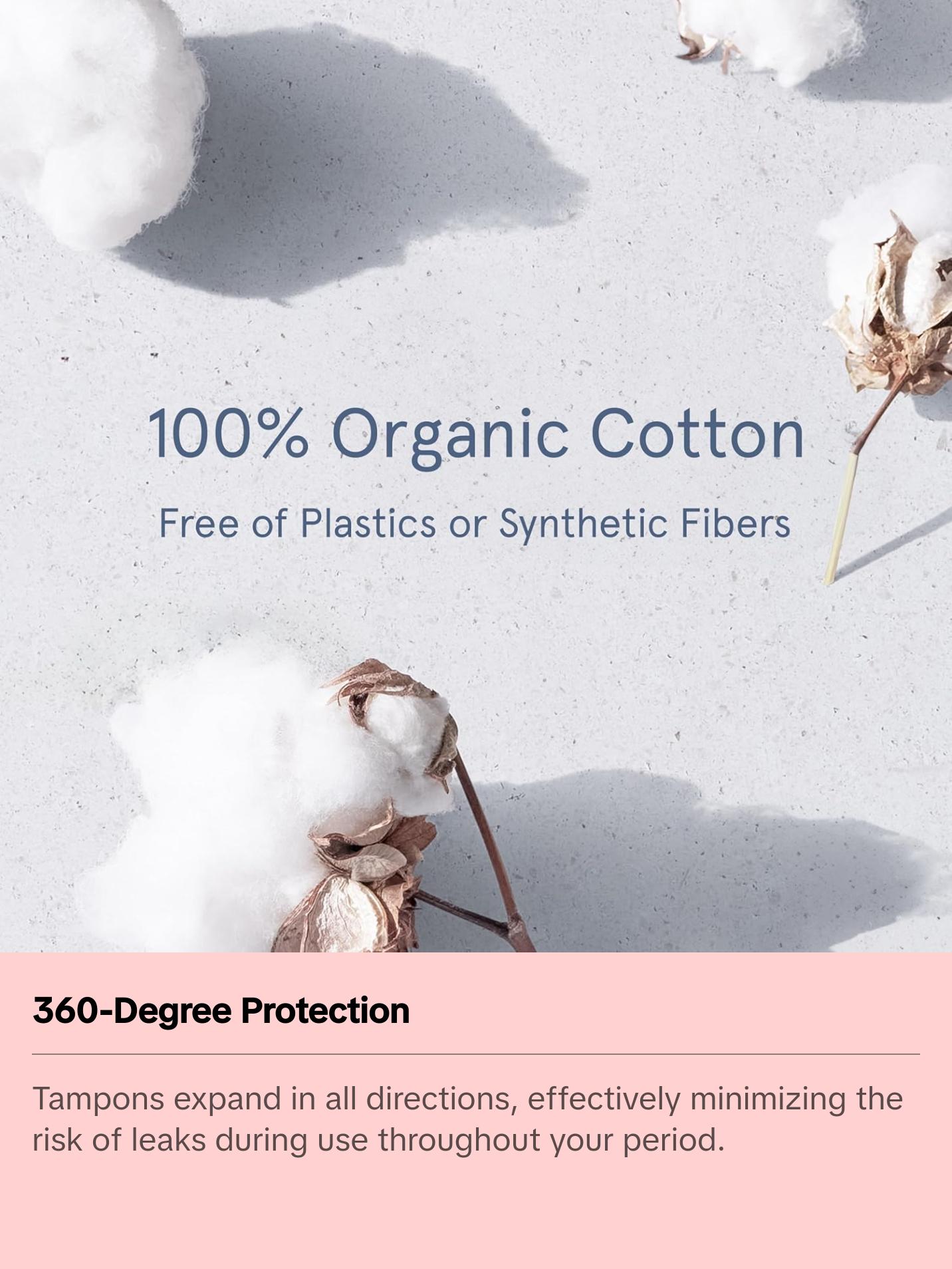 LOLA Regular and Super Organic Cotton Tampons | 360-Degree Leak Protection | BPA-Free Plastic Applicator | HSA FSA Approved Feminine Care Products | 16ct (8Reg / 8Super)