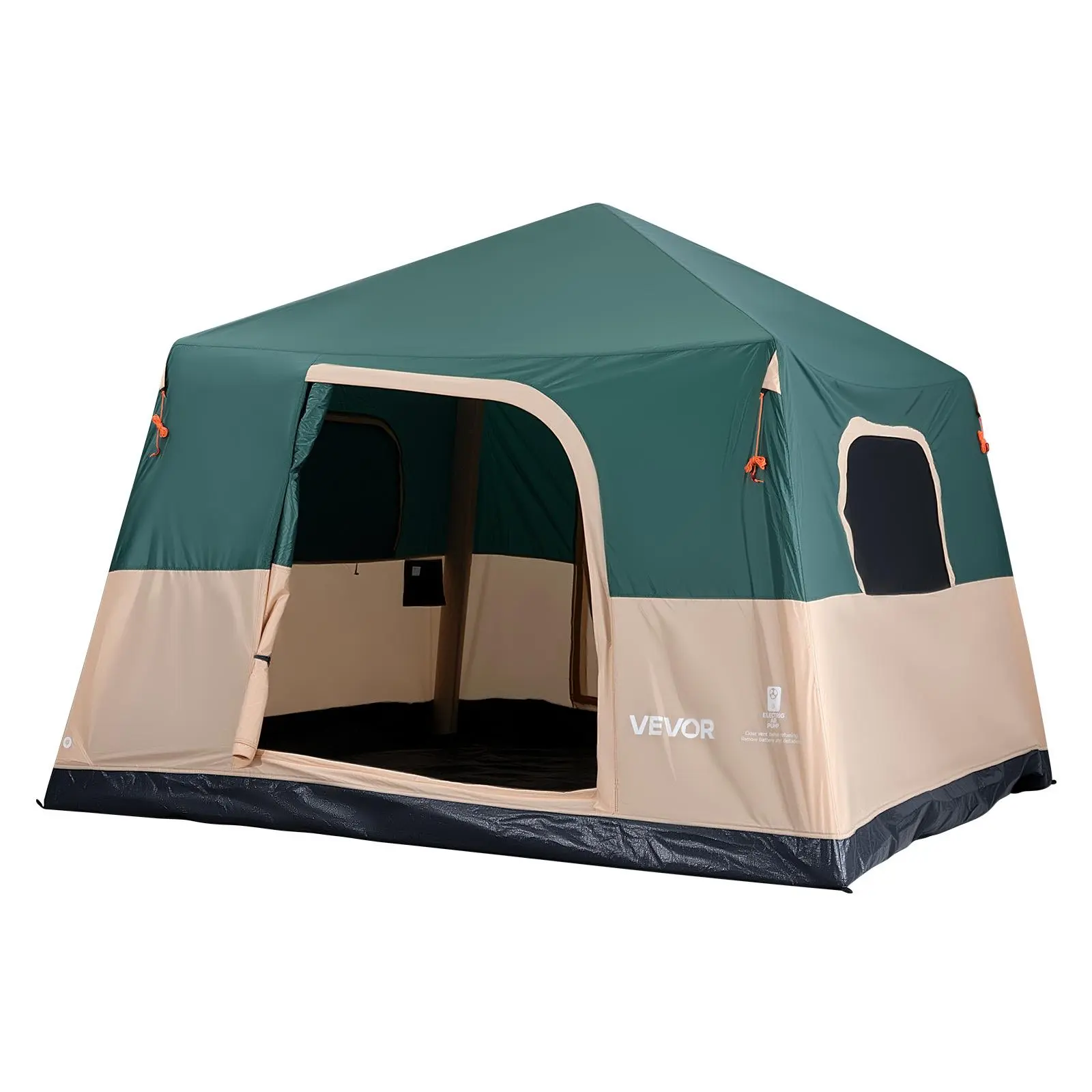 【SummerFinds】VEVOR Camping Tent, 6 Person Inflatable Cabin Tent with Rechargeable Pump, TPU Air Tube & 4 Large Mesh Windows, Portable Easy Setup Waterproof with Carry Bag for Family Outdoor Camping & Hiking, Green