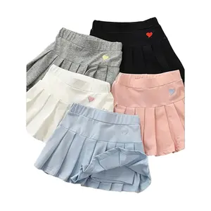 2Pcs Girls Casual Skirt Pants with Secure Elastic Waistband - Machine Washable Solid Color Skirt Pants for Toddlers And Children, Breathable Summer Set
