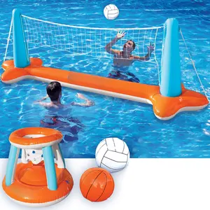 Inflatable Pool Float Set - Volleyball Net & Basketball Hoops, Floating Swimming Game Toy for Kids & Adults, Summer Floaties, 105”x28”x38” little dinosaur pocket