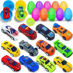 12 Pack Prefilled Easter Eggs with Toys Inside, Pullback Diecast Cars for Kids Boys Toddler Easter Basket Stuffers Hunt, Favor for Kids Goodie Bags Stuffers Classroom Carnival Prizes, Pinatas, Gift