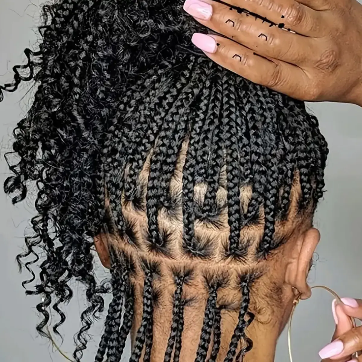 Bohemian Goddess 16-in Full Lace Braided Crochet Wig, Natural-Looking Braids with Curly Ends, Synthetic Lace Front Wig for Everyday Wear, Wigs, Braided Crochet Wigs Hairwig Lace Detail
