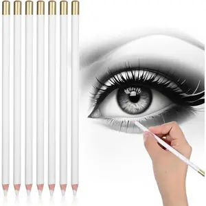 Set of 8 kneaded eraser pencils for artists, students, and beginners; erasers for drawing, adding highlights, and erasing details for charcoal drawings; 6.9 inches; white
