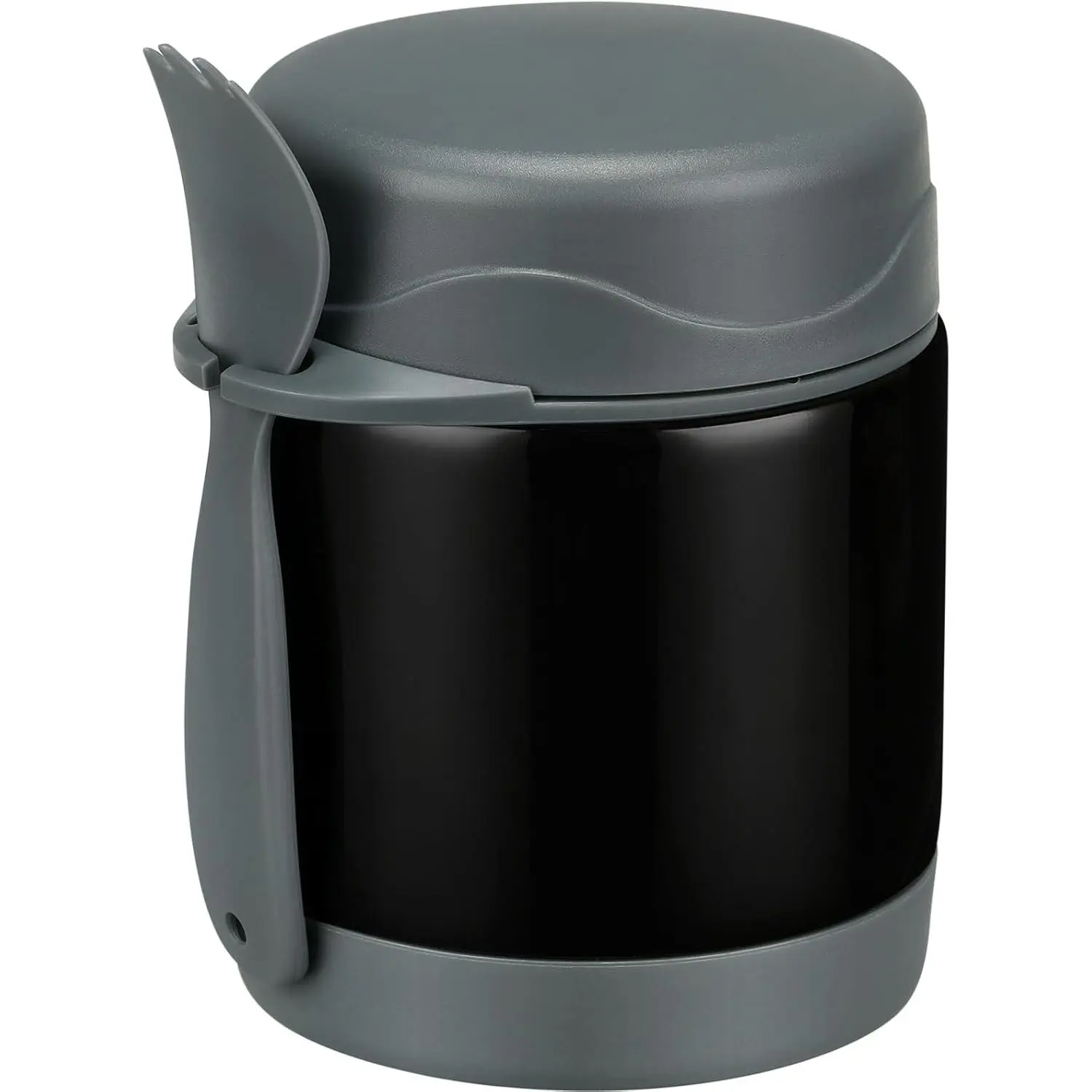 10oz Soup Thermo for Hot  ,Lunch Thermo   Jar with Spoon Hot Insulated  Containers,Leak Proof Stainless Steel Wide Mouth Lunch  Thermo Jar for School(Black)