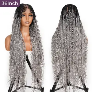 36" #OT1B/Gray Knotless Bohemian Box Braid Wig – Lightweight Synthetic Hair for Protective Styles, Natural Look & Comfort #SummerVibes