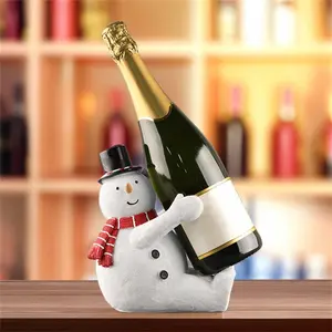 Christmas Snowman Wine Bottle Holder Stand for Home Bar Decorations - Festive Tabletop Ornament