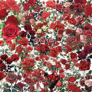 Rose Pattern Sticker, 50pcs/set Waterproof Self Adhesive Decor Paper, Decor Sticker for Gift Greeting Card Water Bottle Laptop Phone Cellphone, Shockproof, Accessories