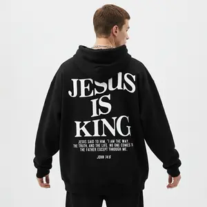 Men's Jesus is King John 14:6 Graphic Hoodie - Cotton Blend Black Long Sleeve Pullover Regular Fit | Soft & Breathable Fabric, Durable Print, Everyday Comfort, Machine Washable, religious text design faith-based apparel