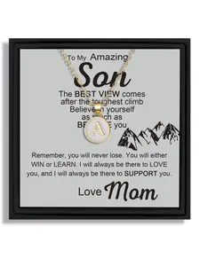 Christmas Birthday Party Anniversary Gift For My Amazing Son | 26 Letters A-Z Initial Necklace (O Chain) | With Heartfelt Message Card & Gift Box | Stylish Minimalist Pendant