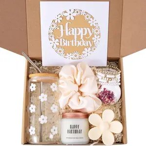 High School Graduation Gift Set, Student Graduation Basket with Box, Includes Fun Glass Cup, Scented Candle, Bracelet, Bath Bomb, Hair Clips, Jewelry Tray, Holiday Gift