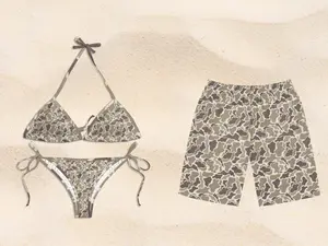 Marsh Camo Matching Swimwear Set - Couple Beachwear - Camouflage Bikini for Women and Men's Swim Trunks - Matching Couple Swimsuit - Hunter Style Beach Outfits