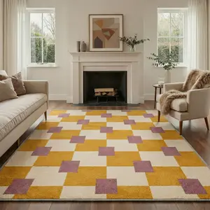 【Summervibes】GENIMO Rugs for Hallway Kitchen Laundry Room, Machine Washable Non Slip Low Pile Rug, Lightweight Print Carpet Runner for Entryway Bedroom Bathroom Floor, Amber Mauve