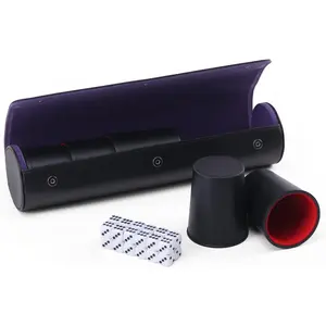 Leather Dice Cup Set, 5 Pieces Dice Cup+25 Dice+1 Folding Tray Exclusive Storage and Transport Case Made of Faux Leather with Magnetic Closure