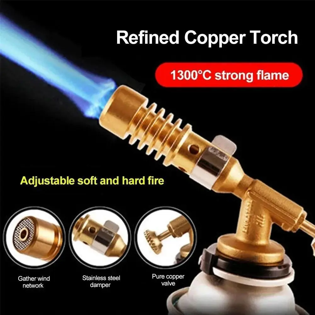 Multifunction Welding Gun Burner Welding Gas Flame Gun Butane High Temperature Welding Gas Torch Outdoor Camping BBQ Tool Portable Stainless