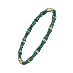 High Polished Stainless Steel Bamboo Joint Bracelet Bangle For Men Women Unisex Jewelry Set