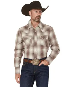 Wrangler Men's Retro Plaid Print Long Sleeve Snap Western Shirt - 112374733