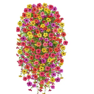 8 pcs Colorful Artificial Violet Flowers, Lifelike Artificial Flower, Wall Hanging Eucalyptus Leaves, Multi-Color Fake Plants, Artificial Mixed Flower for Garden Living Room Balcony Decorative Flowers, Artificial Flower Set, Artificial Flower Decorations