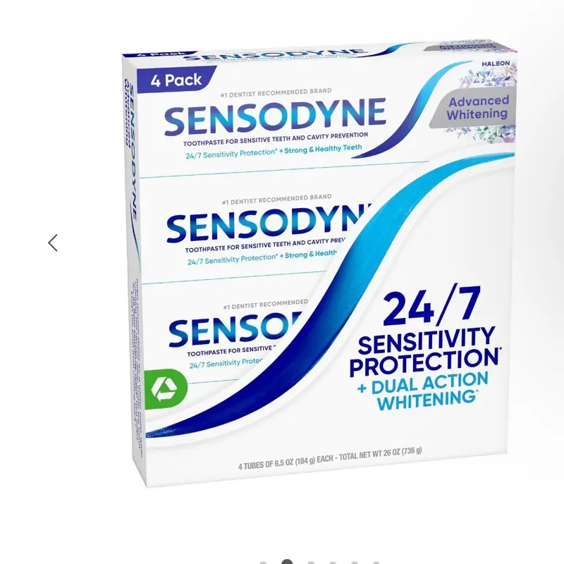 Sensodyne Advanced Whitening Oral Toothpaste - For Sensitive Teeth, Cavity Protection - 4-Pack, 6.5 oz.
